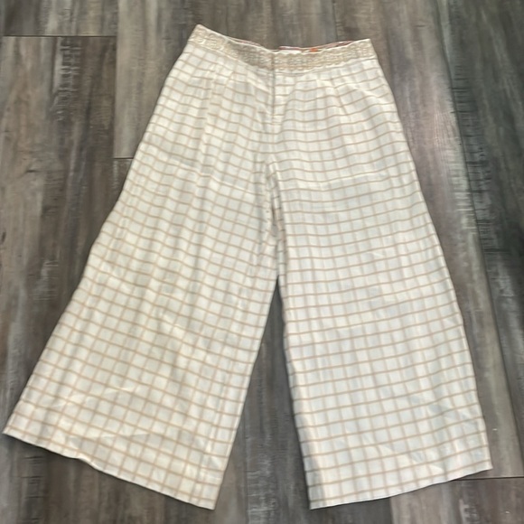 ELEVENSES- Linen Windowpane Wide leg Pant Size 8 - Picture 6 of 9